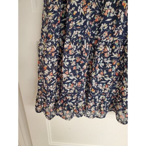 Women's Maurices Navy Floral Boho Crochet V-Neck Flowy Sundress | Size Small - Picture 7 of 11